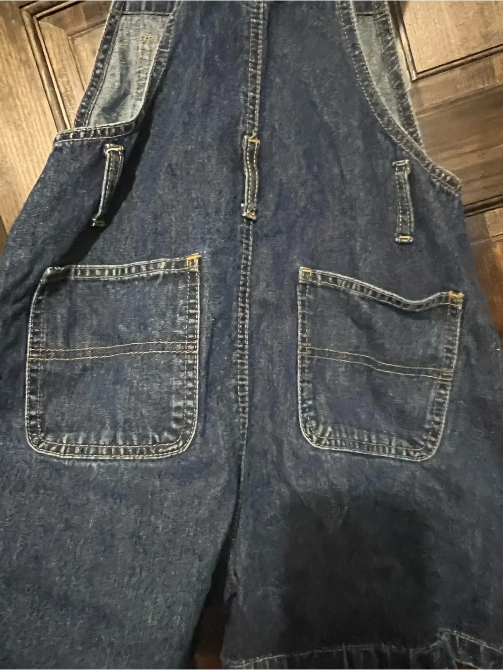 Jordache Dark Blue Denim Embroidered Short Overalls
